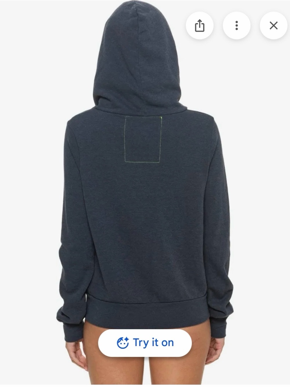 Aviator Nation Women's Navy Zip Hoodie with Striped Chest - Picture 2 of 5